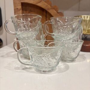 Vintage Clear Glass Punch Cups Set of 7